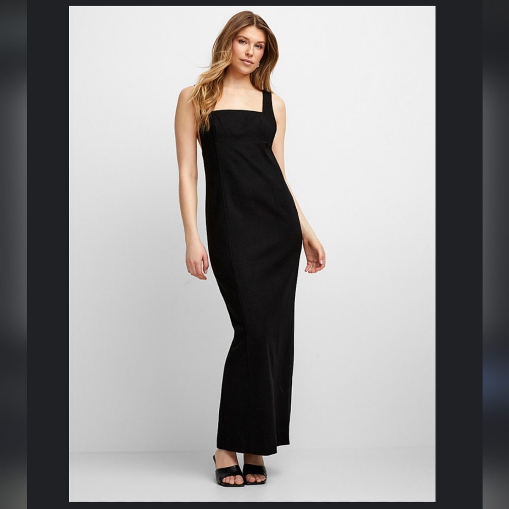 Icône Touch Of Linen Square-neck Maxi Dress